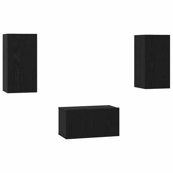 vidaXL Ensemble meuble TV 3 pcs Ch&ecirc;ne noir Bois d'ing&eacute;nierie
