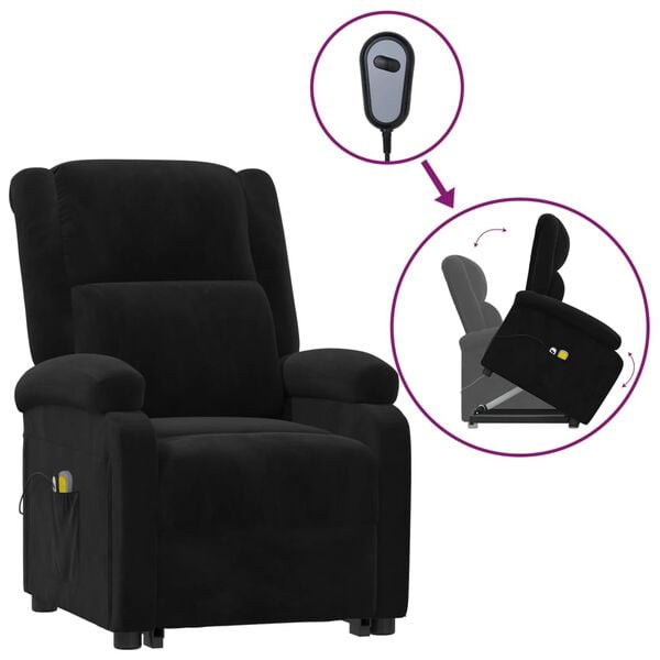 vidaXL Fauteuil de massage Noir Velours