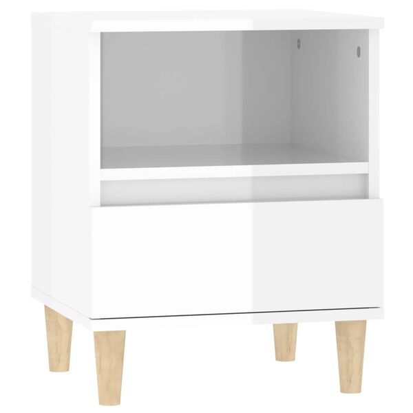 vidaXL Table de chevet Blanc brillant 40x35x50 cm