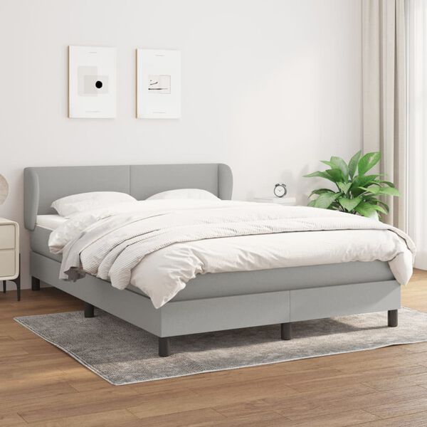vidaXL Sommier &agrave; lattes de lit avec matelas Gris clair 140x190cm Tissu