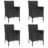 vidaXL Ensemble de bistro de jardin 5 pcs coussins noir poly rotin