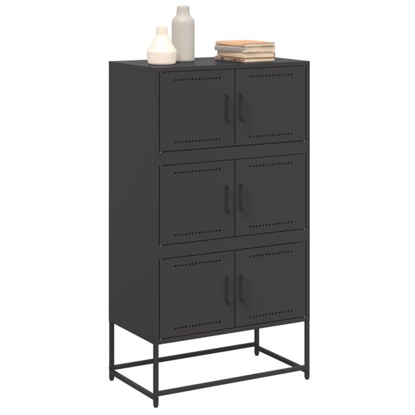 vidaXL Buffet noir 68,5x38,5x123,5 cm acier