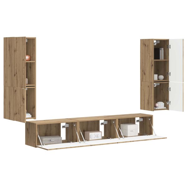 vidaXL Ensemble meuble TV 4 pcs Ch&ecirc;ne artisanal Bois d'ing&eacute;nierie