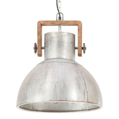 vidaXL Lampe suspendue industrielle 25 W Argenté Rond 40 cm E27