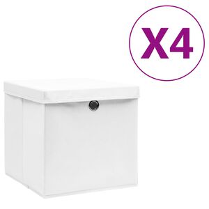 vidaXL Bo&icirc;tes de rangement avec couvercles 4 pcs 28x28x28 cm Blanc