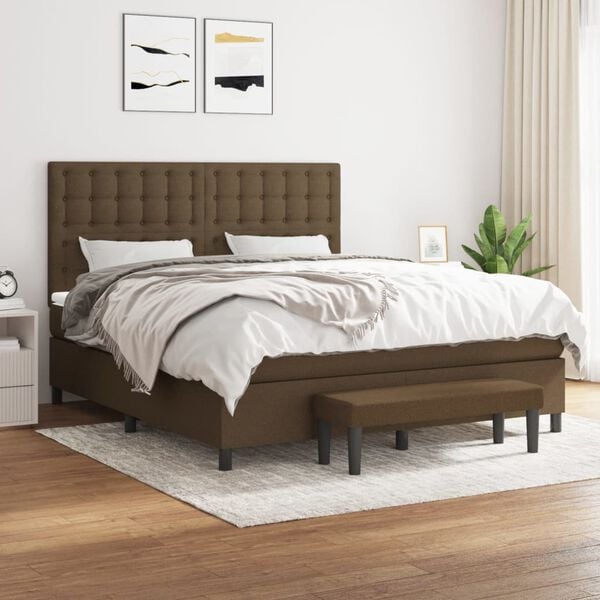 vidaXL Sommier &agrave; lattes de lit avec matelas Marron fonc&eacute; 180x200 cm