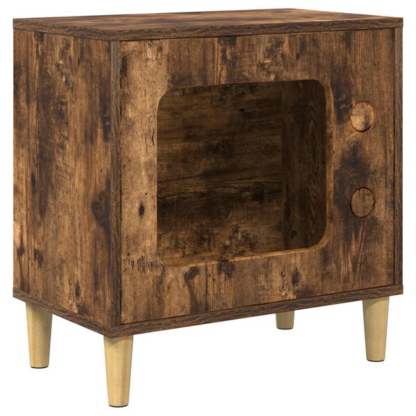 vidaXL Maison pour chat Ch&ecirc;ne fum&eacute; 51 x 30 x 52 cm Bois d'ing&eacute;nierie