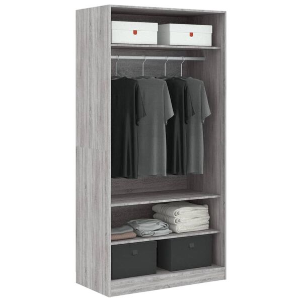 vidaXL Garde-robe sonoma gris 100x50x200 cm bois d'ing&eacute;nierie