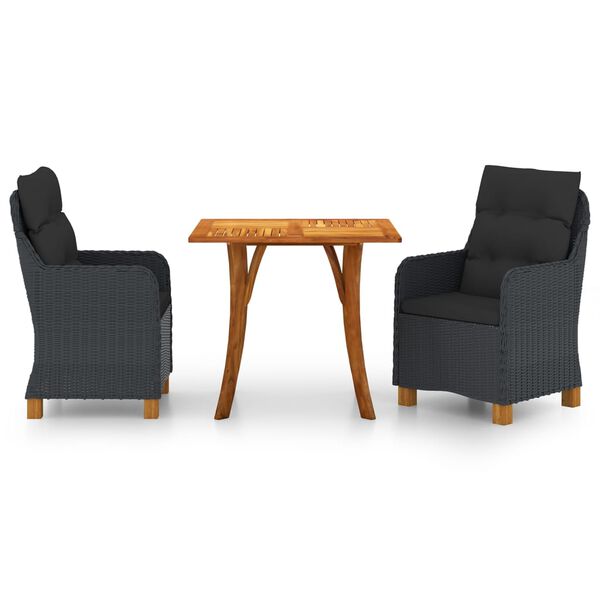 vidaXL Ensemble &agrave; manger de jardin 3 pcs Gris fonc&eacute;