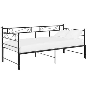 vidaXL Cadre de canap&eacute;-lit extensible sans matelas Noir M&eacute;tal 90x200cm