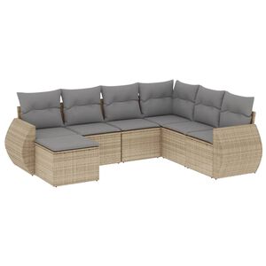 vidaXL Salon de jardin avec coussins 7 pcs beige r&eacute;sine tress&eacute;e