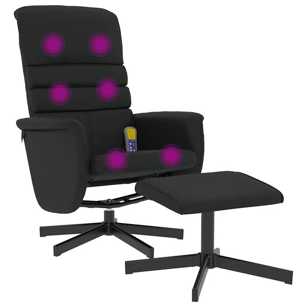 vidaXL Fauteuil inclinable de massage avec repose-pied noir similicuir
