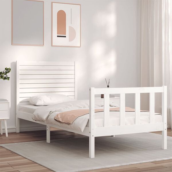 vidaXL Cadre de lit sans matelas blanc bois de pin massif