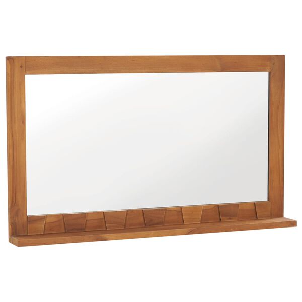 vidaXL Miroir mural avec étagère 100x12x60 cm Bois de teck massif
