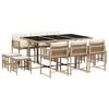 vidaXL Ensemble &agrave; manger de jardin et coussins 11 pcs beige poly rotin