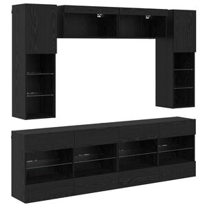 vidaXL Ensemble de meuble TV mural 6 pc 197 x 30 x 60,5 cm Ch&ecirc;ne Noir
