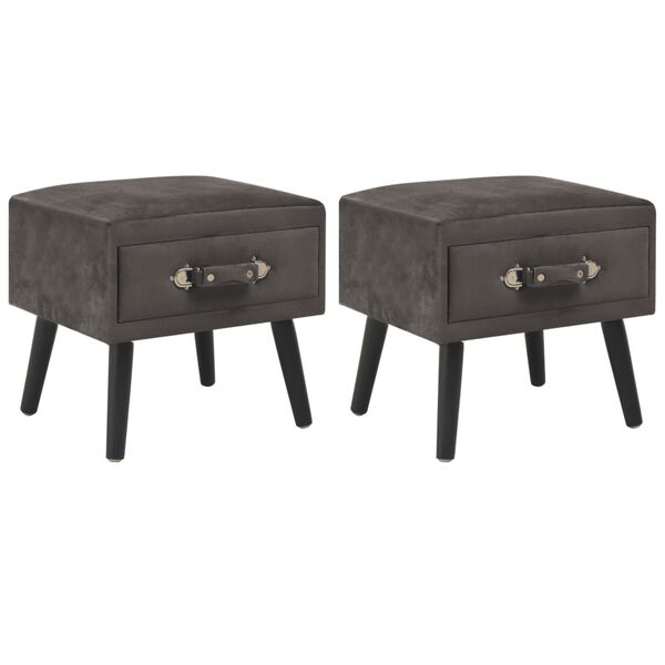 vidaXL Tables de chevet 2 pcs Gris 40x35x40 cm Velours