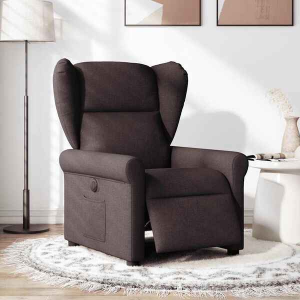 vidaXL Fauteuil inclinable &eacute;lectrique Marron fonc&eacute; Tissu