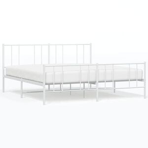 vidaXL Cadre de lit m&eacute;tal sans matelas et pied de lit blanc 193x203 cm
