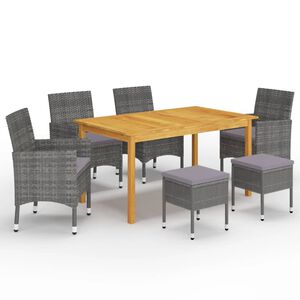vidaXL Ensemble &agrave; manger de jardin 7 pcs Gris
