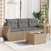 vidaXL Salon de jardin avec coussins 4 pcs beige r&eacute;sine tress&eacute;e