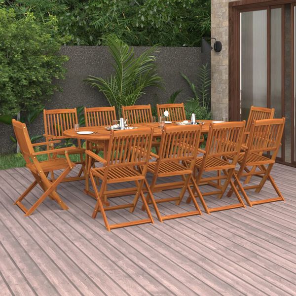 vidaXL Ensemble &agrave; manger de jardin 11 pcs 220x90x75 cm bois d'acacia