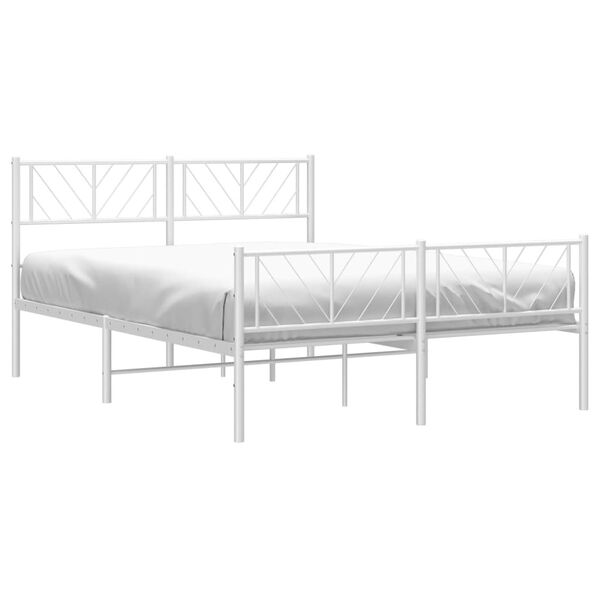 vidaXL Cadre de lit m&eacute;tal sans matelas et pied de lit blanc 140x190 cm
