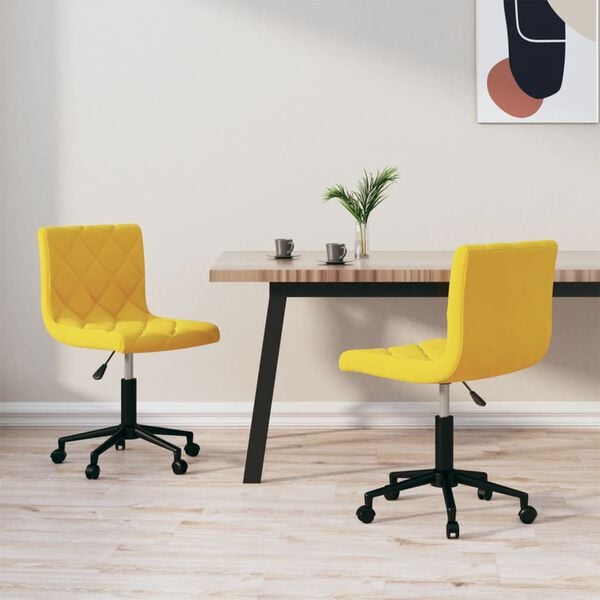 vidaXL Chaises &agrave; manger pivotantes lot de 2 jaune moutarde velours