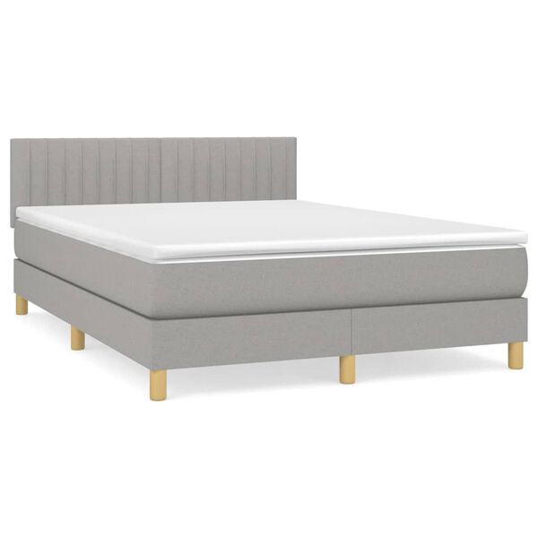 vidaXL Sommier &agrave; lattes de lit avec matelas Gris clair 140x200cm Tissu
