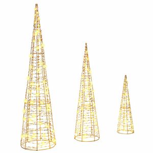 vidaXL Sapin de No&euml;l avec 90 LED 3 pcs Blanc chaud 20 x 20 x 80 cm PET