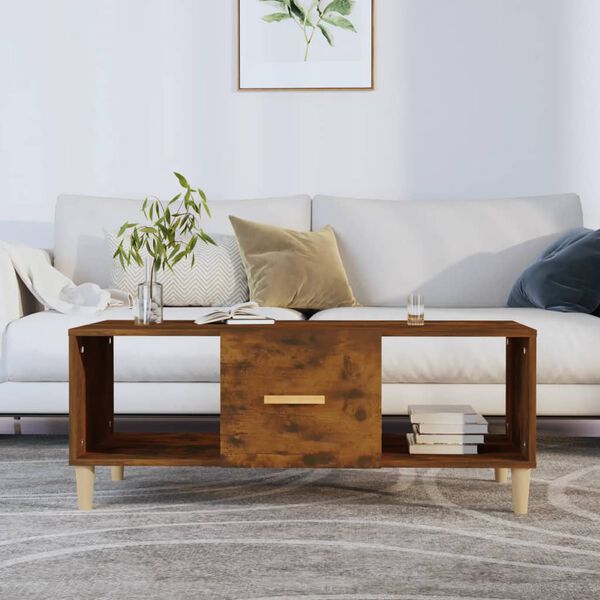 vidaXL Table basse chêne fumé 102x50x40 cm bois d'ingénierie