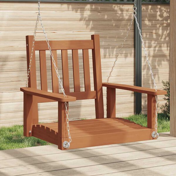 vidaXL Chaise balan&ccedil;oire de jardin cha&icirc;nes en m&eacute;tal bois massif sapin