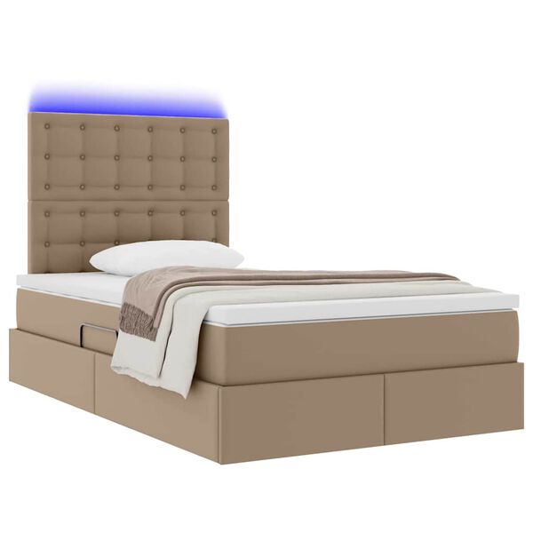 vidaXL Lit avec rangement et LED avec matelas Cappuccino 120 x 200 cm