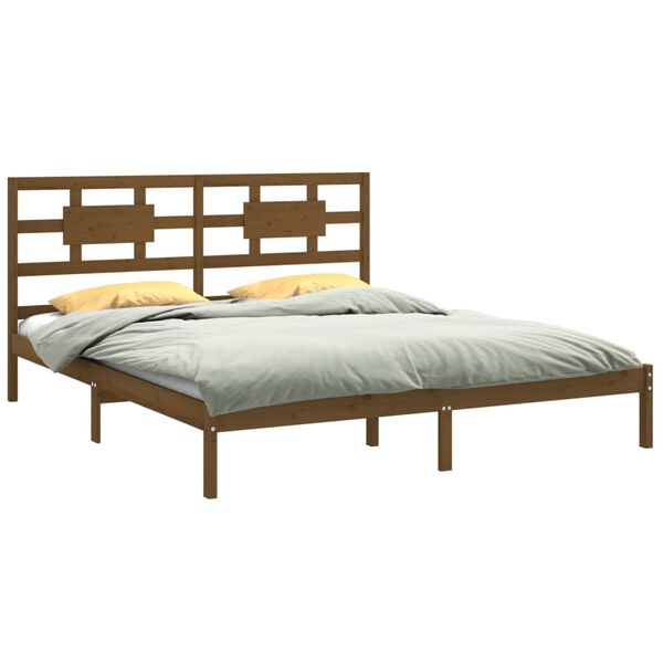 vidaXL Cadre de lit sans matelas marron miel 200x200 cm bois massif