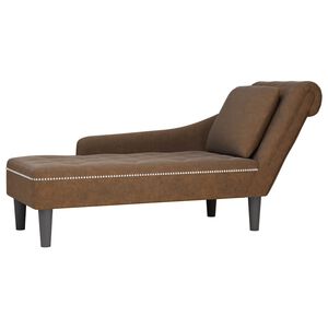 vidaXL Fauteuil long avec coussin et accoudoir droit marron similicuir