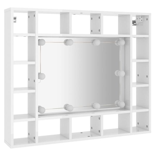 vidaXL Armoire de miroir avec LED Blanc brillant 91x15x76,5 cm