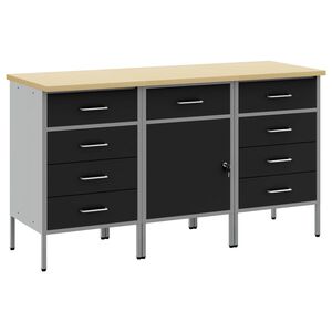 vidaXL Placard de travail 3 pcs Noir et gris 150 x 55 x 85 cm