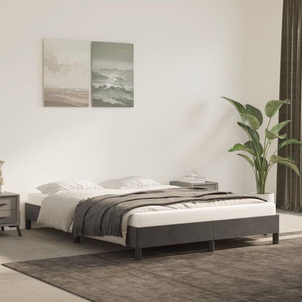 vidaXL Cadre de lit sans matelas gris fonc&eacute; 140x200 cm velours