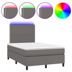 vidaXL Sommier &agrave; lattes de lit matelas LED gris 120x190 cm similicuir