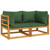 vidaXL Canap&eacute;s d'angle sectionnels 2 pcs coussins verts Bois acacia