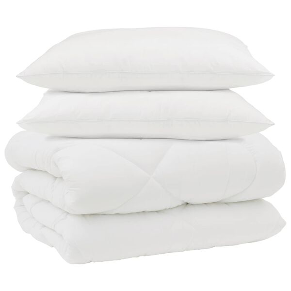 vidaXL Duvet d'hiver avec oreiller 3 pcs Blanc Microfibre