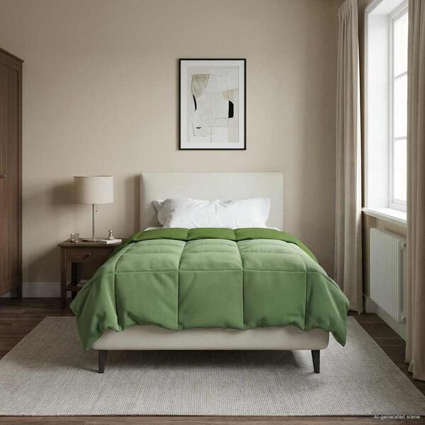 vidaXL Duvet d'&eacute;t&eacute; simple Matelass&eacute; Vert 135 x 200 cm Microfibre