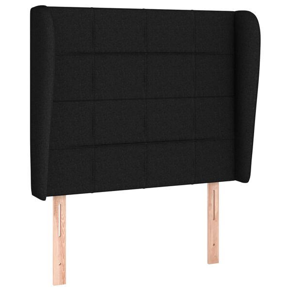 vidaXL T&ecirc;te de lit avec oreilles Noir 93x23x118/128 cm Tissu