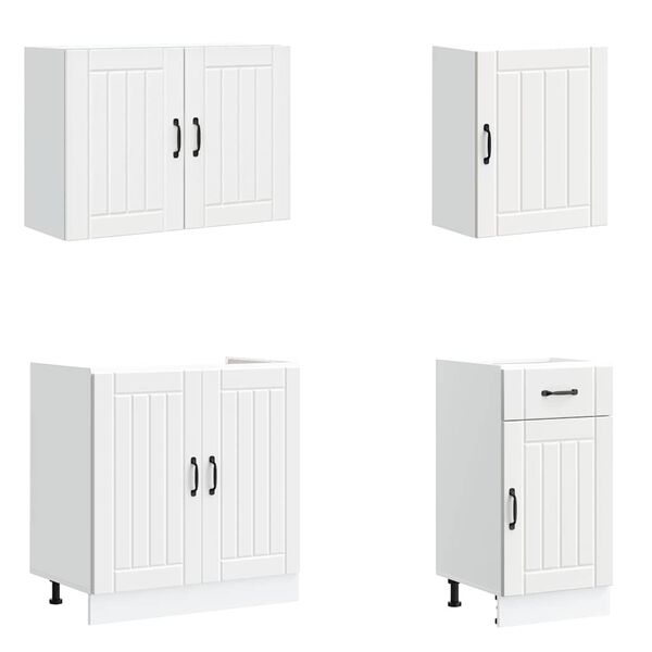 vidaXL Ensemble d'armoires cuisine 7pcs Lucca blanc bois d'ing&eacute;nierie