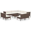 vidaXL Salon de jardin 12 pcs avec coussins R&eacute;sine tress&eacute;e Marron