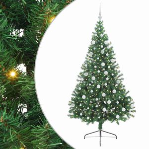 vidaXL Sapin de No&euml;l artificiel pr&eacute;-&eacute;clair&eacute; Vert 180 cm PVC