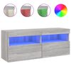 vidaXL Meuble TV mural avec lumi&egrave;res LED sonoma gris 100x30x40 cm