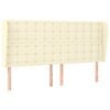 vidaXL T&ecirc;te de lit avec oreilles Cr&egrave;me 183x23x118/128 cm Similicuir