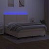 vidaXL Sommier &agrave; lattes de lit et matelas et LED Cr&egrave;me 160x200cm Tissu