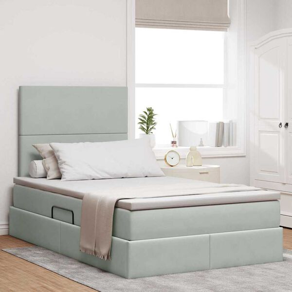 vidaXL Lit avec rangement et matelas Gris clair 120 x 200 cm Velours